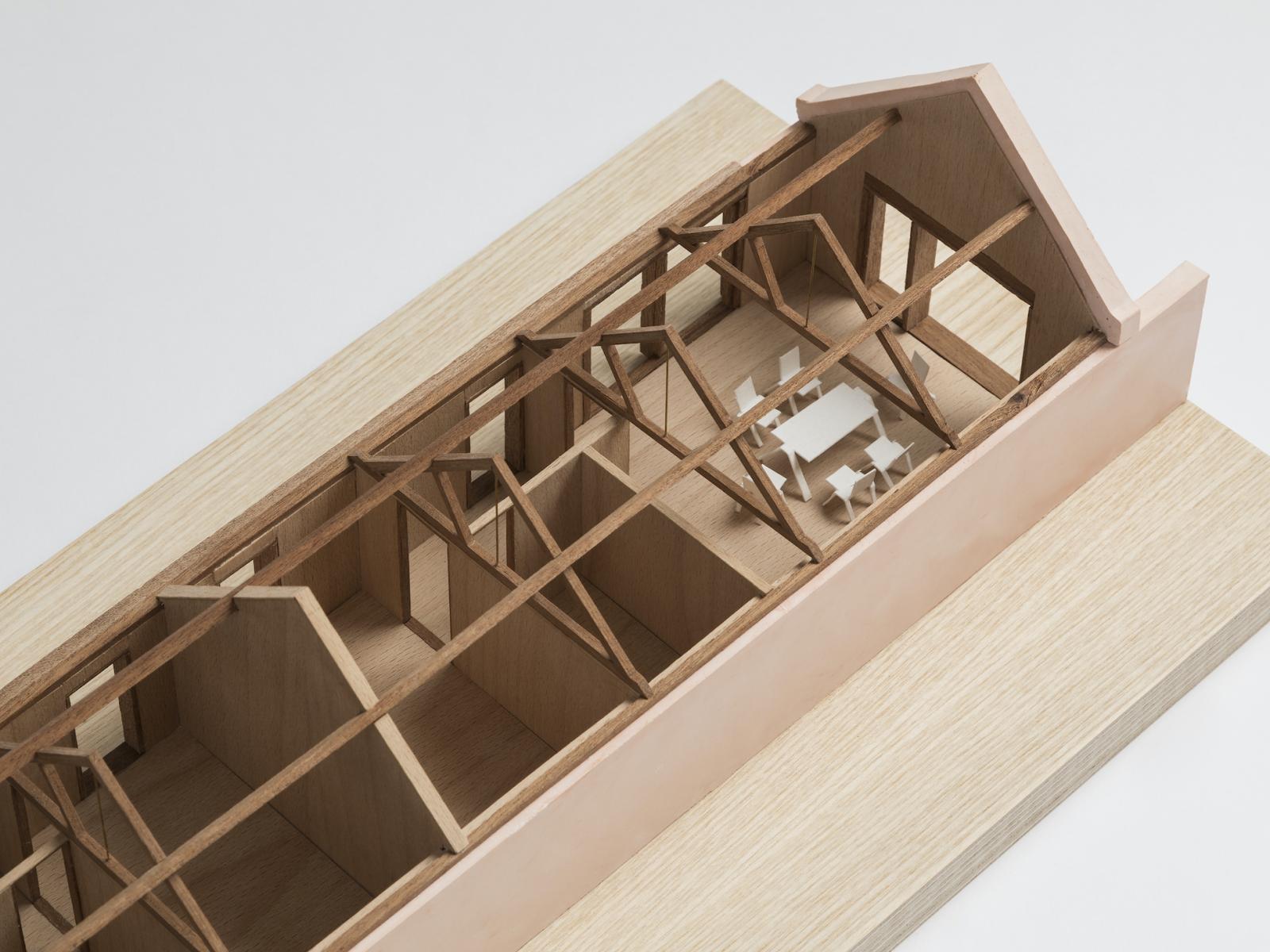 1.50 Docking Workshops 
Plaster cast with pigment, solid teak sections, steam beech veneer