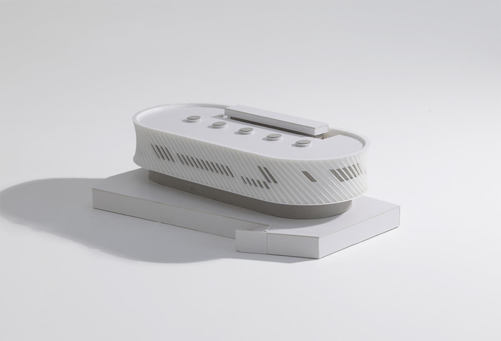 Study Model for a Library.
Cardboard and 3D Printed PLA. Scale 1:100
Architects: Smart Design Studio.