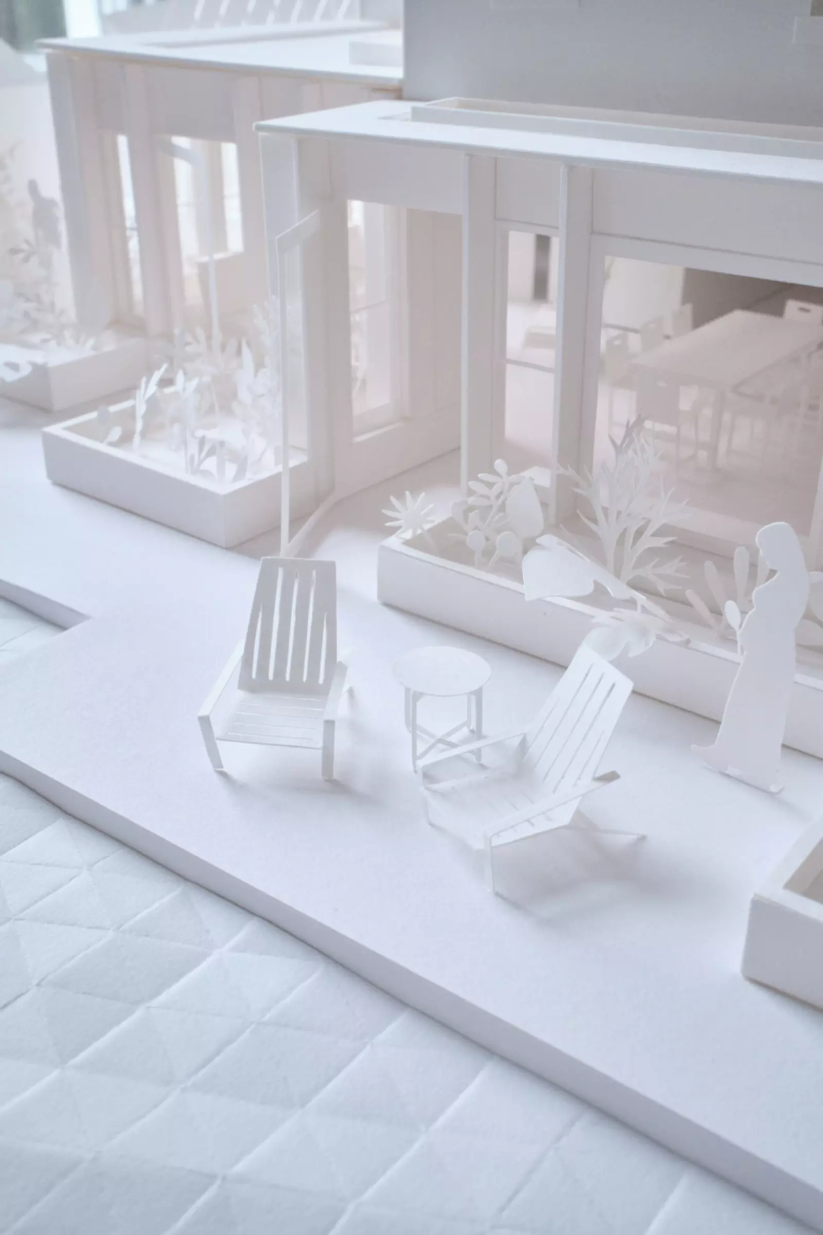 1:50 paper model produced for Joe & Co Architects. Furniture, plants and people bring the project to life and provide an enhanced sense of scale