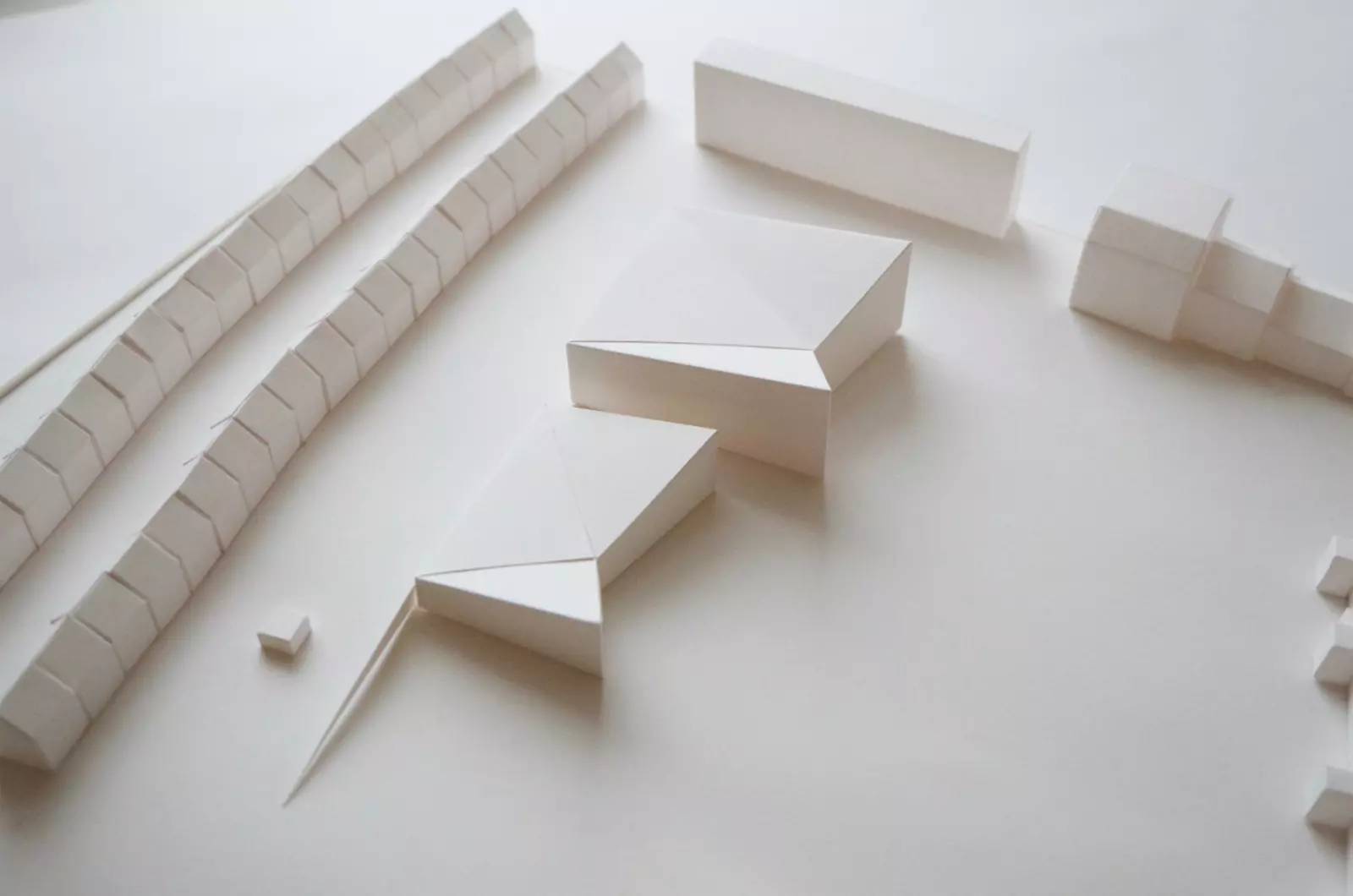 1:500 paper massing model, used to test early design ideas