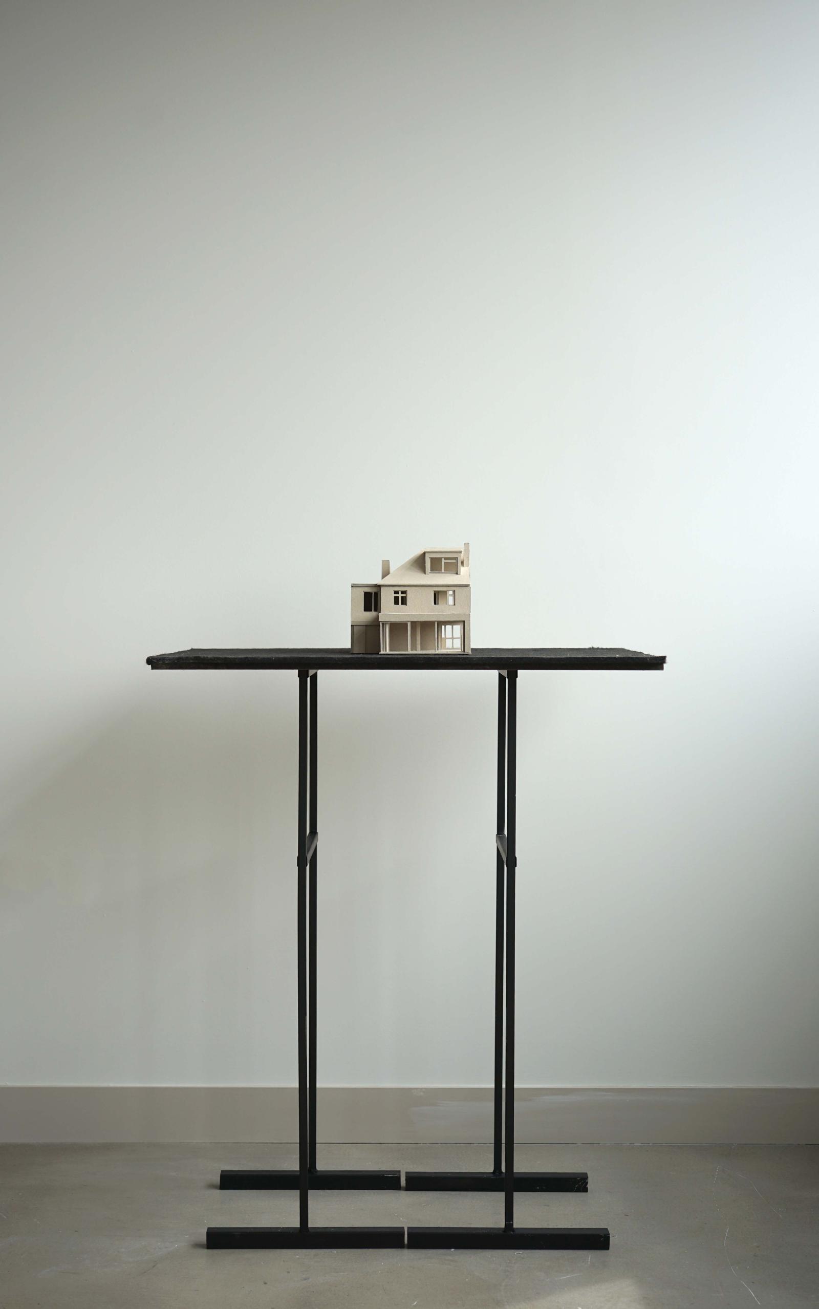 1:50 Section model of South View Drive. 

Grey board existing and proposed building model, sited on two steel plinths.