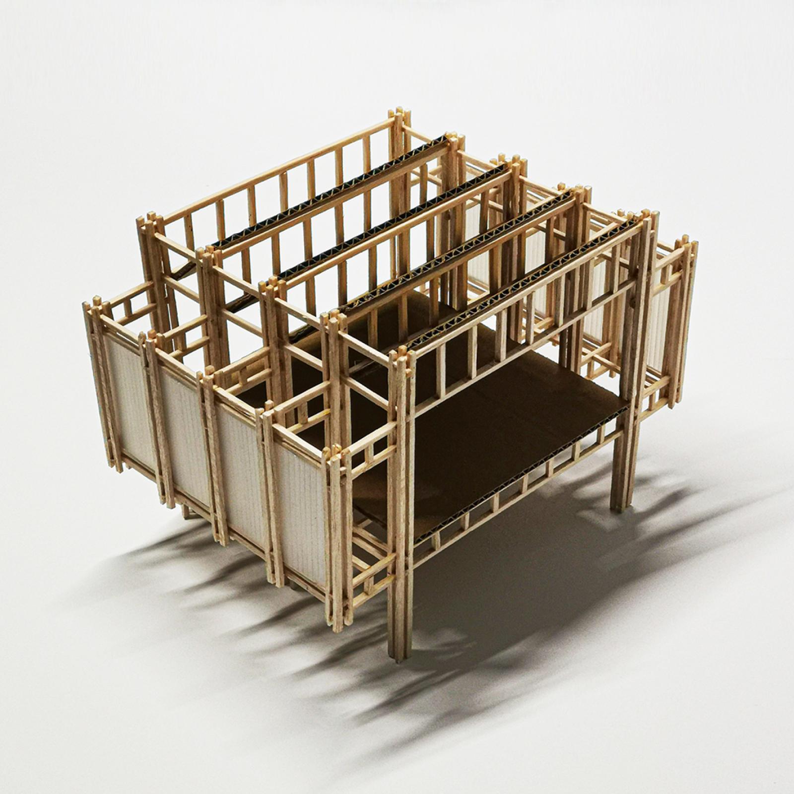 Project: Center for Ambiental Culture
Type: Structure model
Scale: 1:50
Materials: Basswood, Cardboard, Polycarbonate