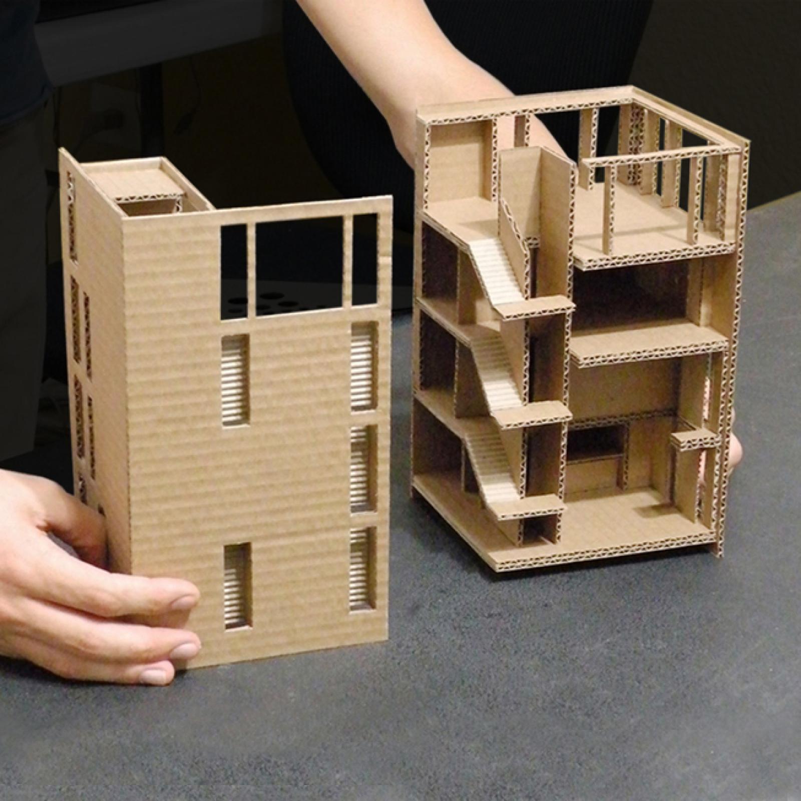 Project: Lookout tower house 
Type: Working model
Scale: 1:50
Materials: Cardboard