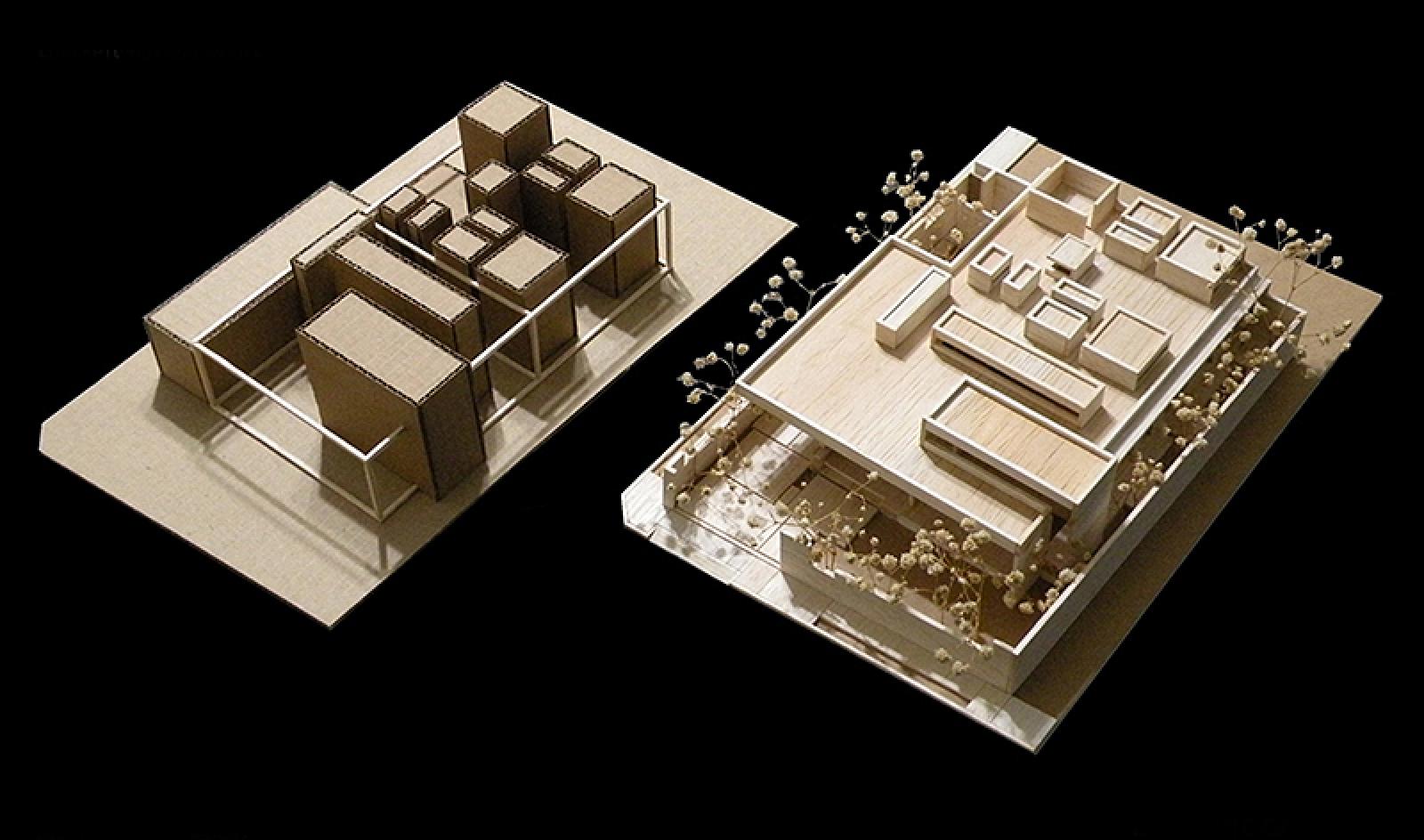 Project: Domestic Capsules 
Type: Conceptual and final model
Scale: 1:75
Materials: Basswood, Cardboard