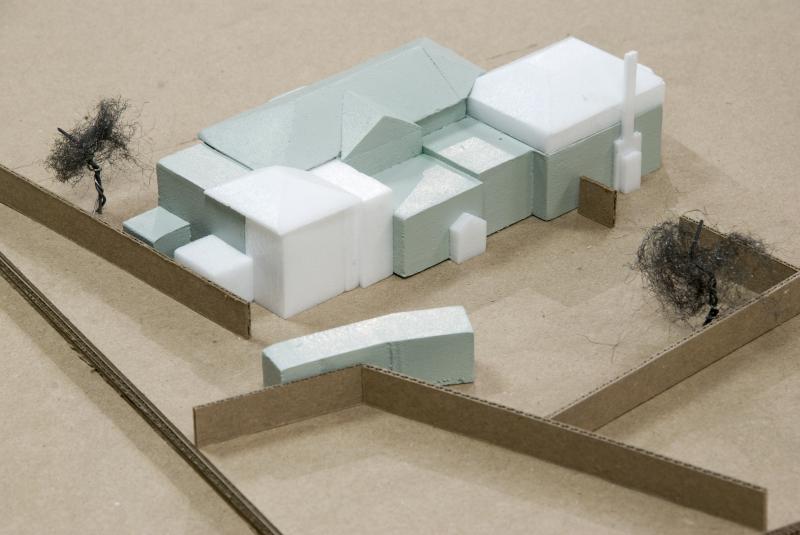 Set of 3 models presenting the history of Thorpe Lodge in Notting Hill, London. 1817. 1875 – 1890 and 1906 -1922