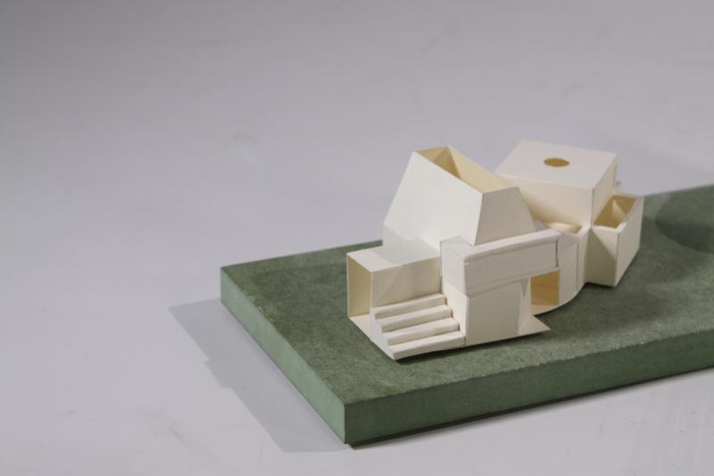 Paper sketch model designs for a theatre