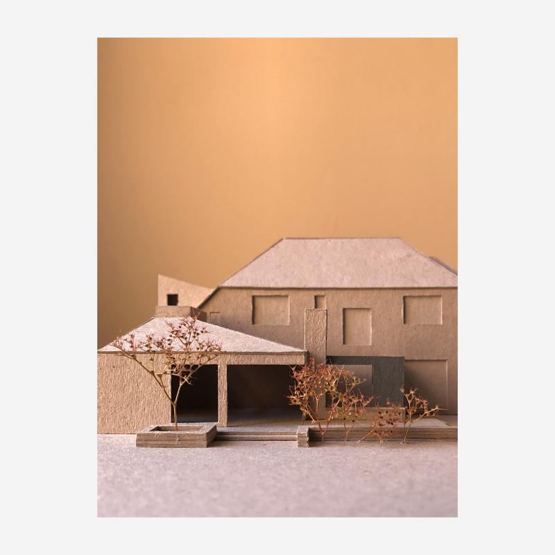 Woodford extension model at 1:100 scale, front view