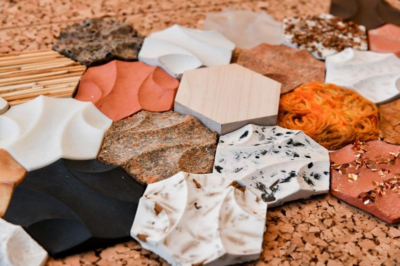 Material Lab experiments 62 different tiles using only waste materials - Expo Paris