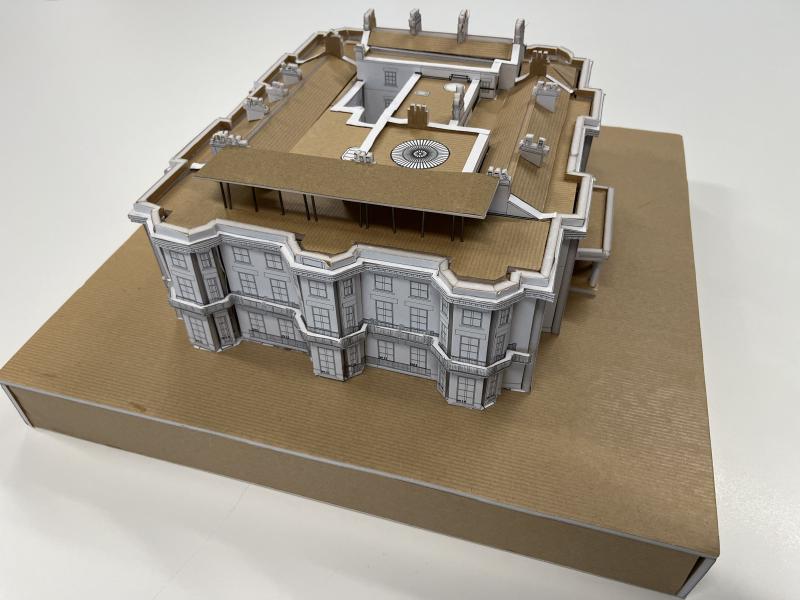 Haigh Hall Wigan 1:200 model made using paper and cardboard
