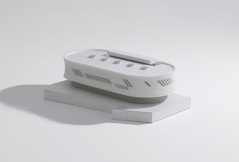 Study Model for a Library.
Cardboard and 3D Printed PLA. Scale 1:100
Architects: Smart Design Studio.