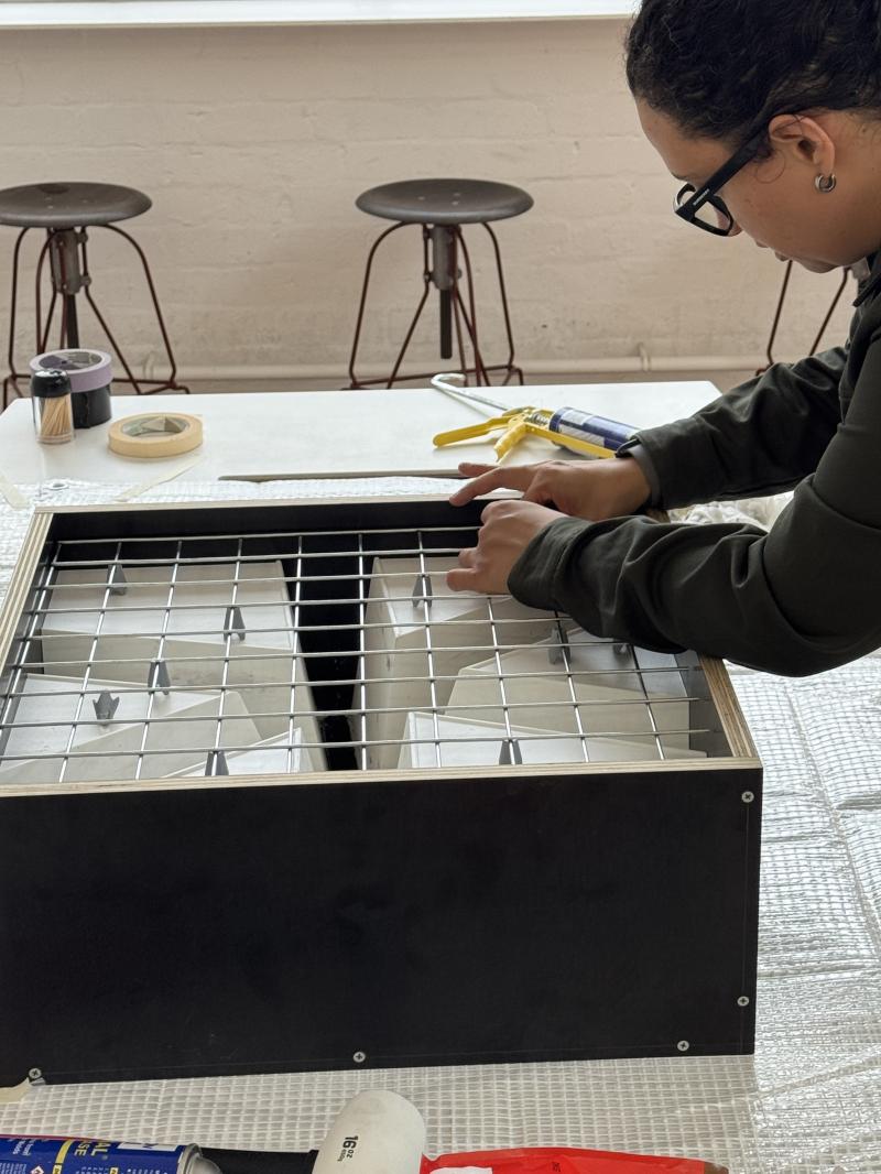 Getting ready for casting concrete for prototyping a roof junction for a pavilion.