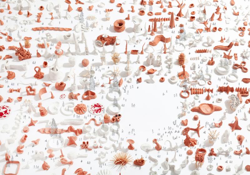 'Mud City', clay models + pen drawing