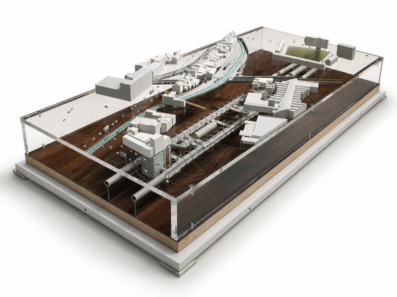 Tube route subterranean site section model